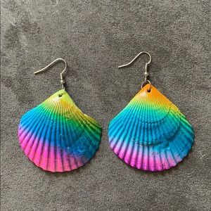 5 for $15 / Seashell rainbow earrings
